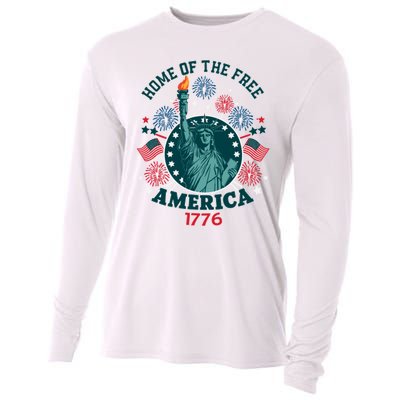 Home Of The Free The Statue Of Liberty 4th Of July Cooling Performance Long Sleeve Crew