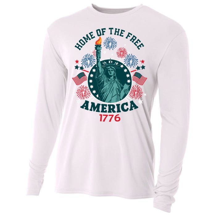 Home Of The Free The Statue Of Liberty 4th Of July Cooling Performance Long Sleeve Crew