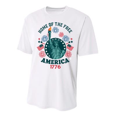 Home Of The Free The Statue Of Liberty 4th Of July Performance Sprint T-Shirt