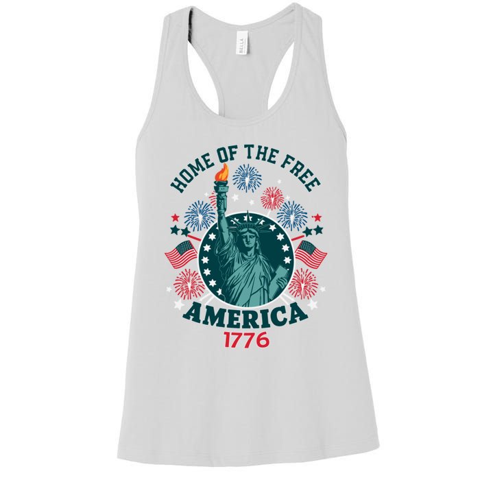 Home Of The Free The Statue Of Liberty 4th Of July Women's Racerback Tank