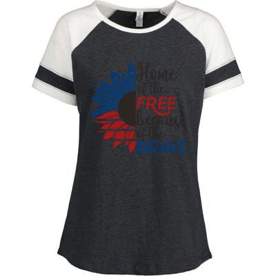 Home Of The Free Because Brave 4th Of July Armed Forces Day Cool Gift Enza Ladies Jersey Colorblock Tee