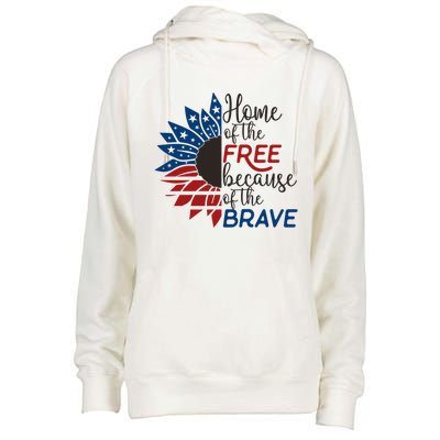 Home Of The Free Because Brave 4th Of July Armed Forces Day Cool Gift Womens Funnel Neck Pullover Hood