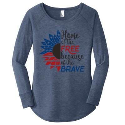 Home Of The Free Because Brave 4th Of July Armed Forces Day Cool Gift Women's Perfect Tri Tunic Long Sleeve Shirt