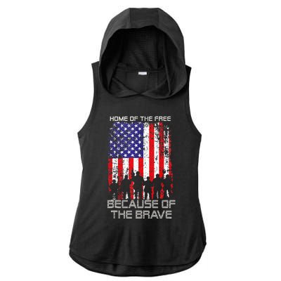 Home Of The Free Because Of The Brave Patriotic Veterans Ladies PosiCharge Tri-Blend Wicking Draft Hoodie Tank