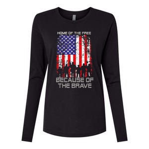 Home Of The Free Because Of The Brave Patriotic Veterans Womens Cotton Relaxed Long Sleeve T-Shirt