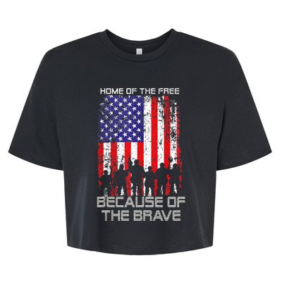 Home Of The Free Because Of The Brave Patriotic Veterans Bella+Canvas Jersey Crop Tee