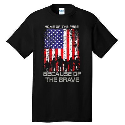 Home Of The Free Because Of The Brave Patriotic Veterans Tall T-Shirt