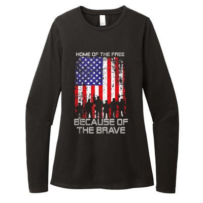 Home Of The Free Because Of The Brave Patriotic Veterans Womens CVC Long Sleeve Shirt