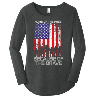 Home Of The Free Because Of The Brave Patriotic Veterans Women's Perfect Tri Tunic Long Sleeve Shirt