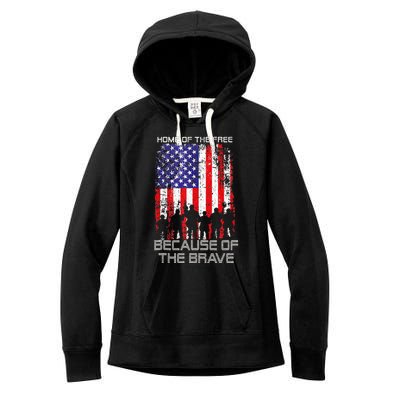 Home Of The Free Because Of The Brave Patriotic Veterans Women's Fleece Hoodie