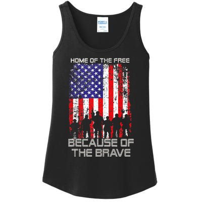 Home Of The Free Because Of The Brave Patriotic Veterans Ladies Essential Tank