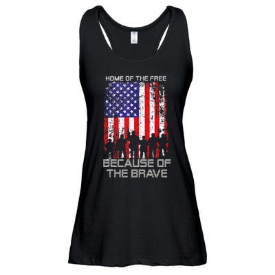 Home Of The Free Because Of The Brave Patriotic Veterans Ladies Essential Flowy Tank