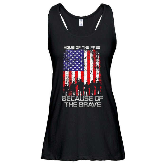 Home Of The Free Because Of The Brave Patriotic Veterans Ladies Essential Flowy Tank