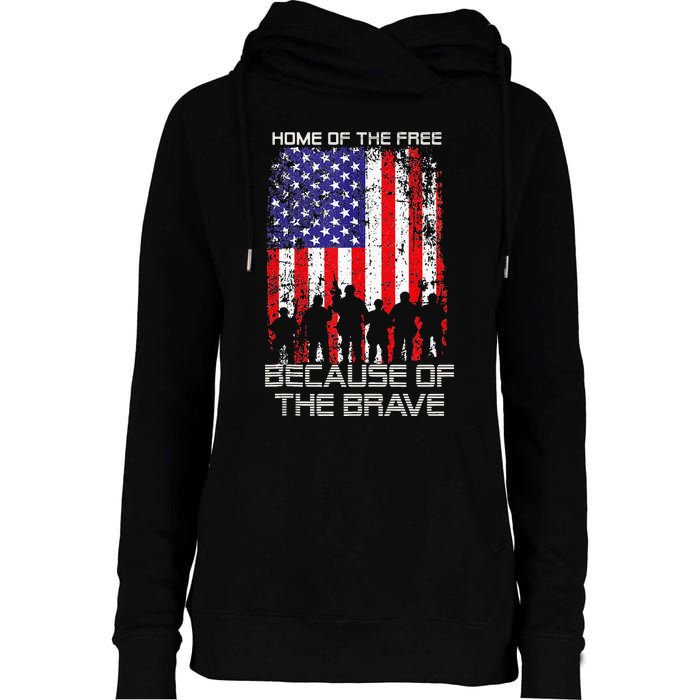 Home Of The Free Because Of The Brave Patriotic Veterans Womens Funnel Neck Pullover Hood