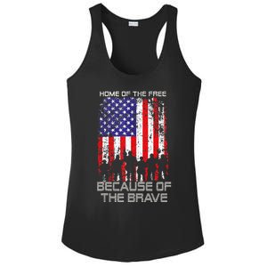 Home Of The Free Because Of The Brave Patriotic Veterans Ladies PosiCharge Competitor Racerback Tank