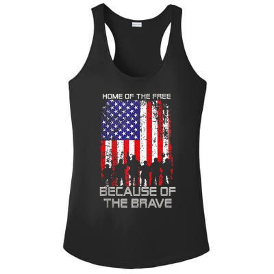 Home Of The Free Because Of The Brave Patriotic Veterans Ladies PosiCharge Competitor Racerback Tank