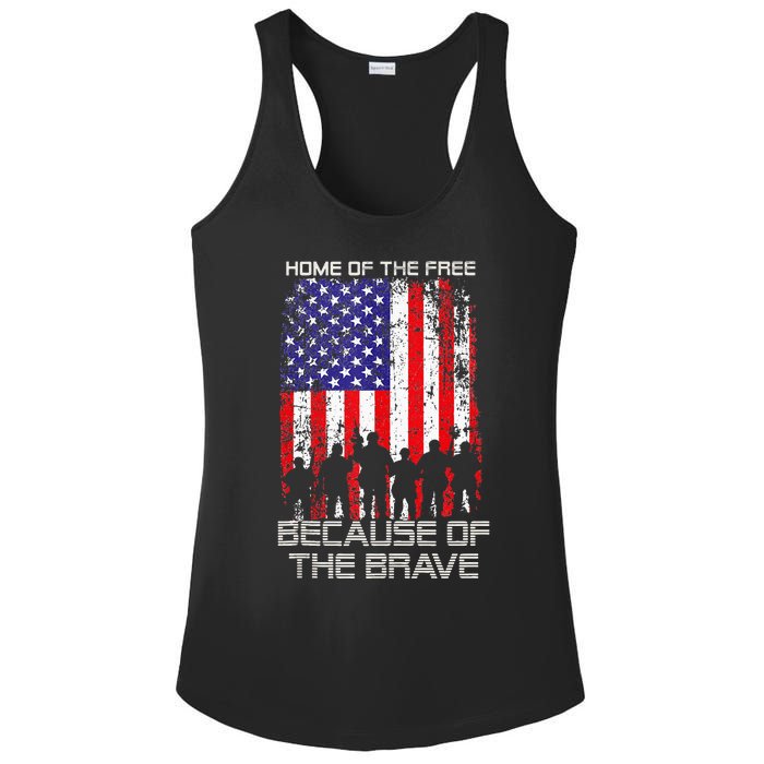 Home Of The Free Because Of The Brave Patriotic Veterans Ladies PosiCharge Competitor Racerback Tank