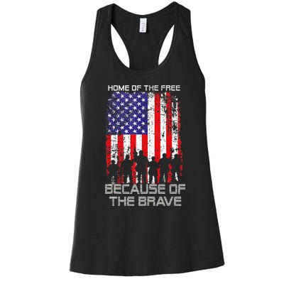 Home Of The Free Because Of The Brave Patriotic Veterans Women's Racerback Tank