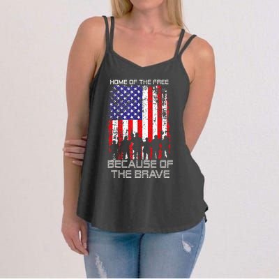 Home Of The Free Because Of The Brave Patriotic Veterans Women's Strappy Tank