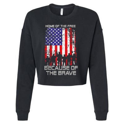 Home Of The Free Because Of The Brave Patriotic Veterans Cropped Pullover Crew