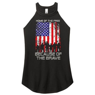 Home Of The Free Because Of The Brave Patriotic Veterans Women's Perfect Tri Rocker Tank