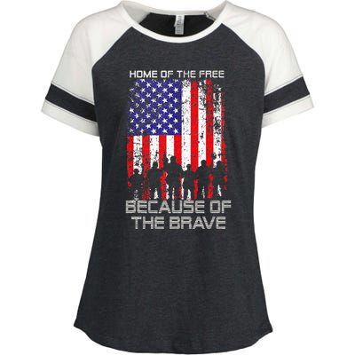 Home Of The Free Because Of The Brave Patriotic Veterans Enza Ladies Jersey Colorblock Tee