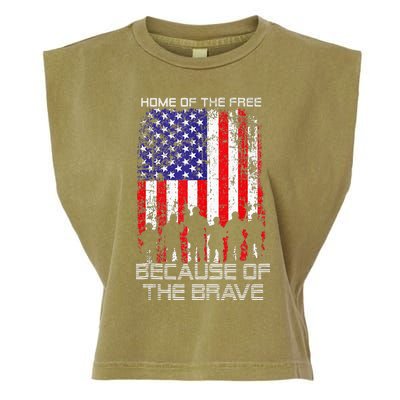 Home Of The Free Because Of The Brave Patriotic Veterans Garment-Dyed Women's Muscle Tee