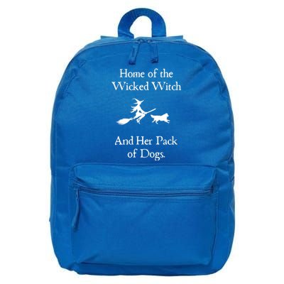 Home Of The Wicked Witch And Her Pack Of Dog Funny Halloween 16 in Basic Backpack