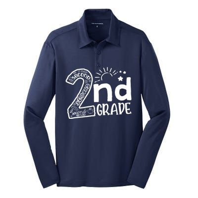 Hello On To 2nd Grade Teachers Boy and Team Secound Grade Silk Touch Performance Long Sleeve Polo