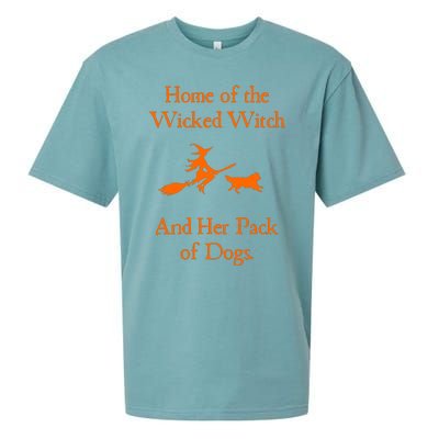 Home Of The Wicked Witch And Her Pack Of Dog Funny Halloween Sueded Cloud Jersey T-Shirt