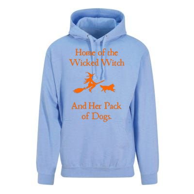 Home Of The Wicked Witch And Her Pack Of Dog Funny Halloween Unisex Surf Hoodie