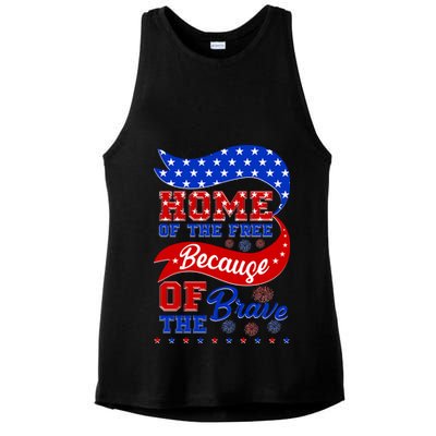 Home Of The Free Because Of The Brave 4th Of July Ladies PosiCharge Tri-Blend Wicking Tank