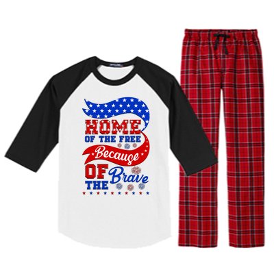 Home Of The Free Because Of The Brave 4th Of July Raglan Sleeve Pajama Set