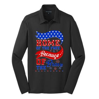 Home Of The Free Because Of The Brave 4th Of July Silk Touch Performance Long Sleeve Polo