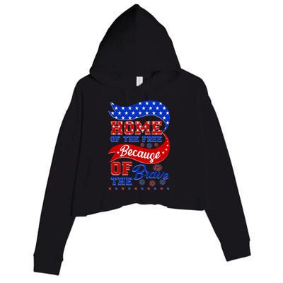 Home Of The Free Because Of The Brave 4th Of July Crop Fleece Hoodie