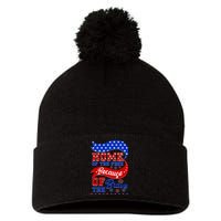 Home Of The Free Because Of The Brave 4th Of July Pom Pom 12in Knit Beanie