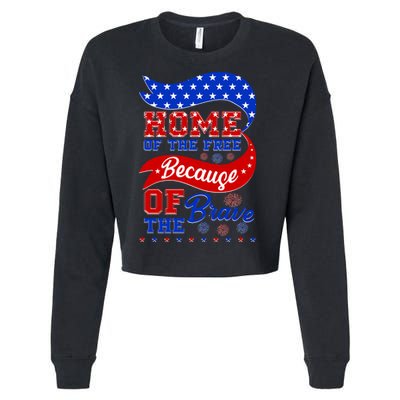 Home Of The Free Because Of The Brave 4th Of July Cropped Pullover Crew