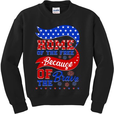 Home Of The Free Because Of The Brave 4th Of July Kids Sweatshirt