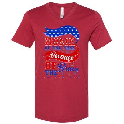 Home Of The Free Because Of The Brave 4th Of July V-Neck T-Shirt