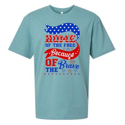 Home Of The Free Because Of The Brave 4th Of July Sueded Cloud Jersey T-Shirt