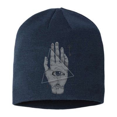 HAND OF THE MYSTERIES Alchemy Symbol Occult Sacred Geometry Sustainable Beanie