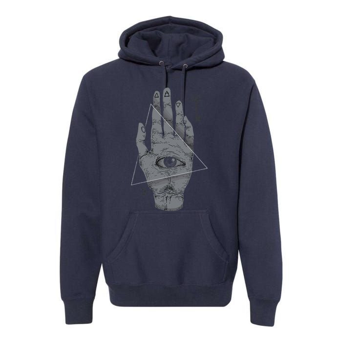 HAND OF THE MYSTERIES Alchemy Symbol Occult Sacred Geometry Premium Hoodie