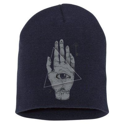 HAND OF THE MYSTERIES Alchemy Symbol Occult Sacred Geometry Short Acrylic Beanie