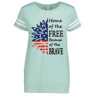 Home Of The Free Because Brave 4th Of July Armed Forces Day Enza Ladies Jersey Football T-Shirt