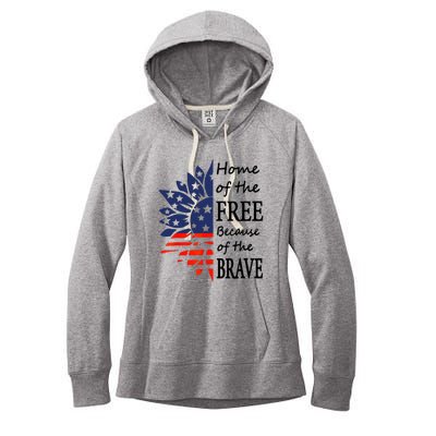 Home Of The Free Because Brave 4th Of July Armed Forces Day Women's Fleece Hoodie