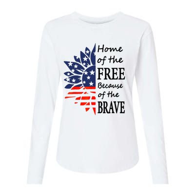 Home Of The Free Because Brave 4th Of July Armed Forces Day Womens Cotton Relaxed Long Sleeve T-Shirt