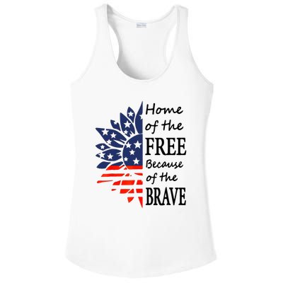 Home Of The Free Because Brave 4th Of July Armed Forces Day Ladies PosiCharge Competitor Racerback Tank