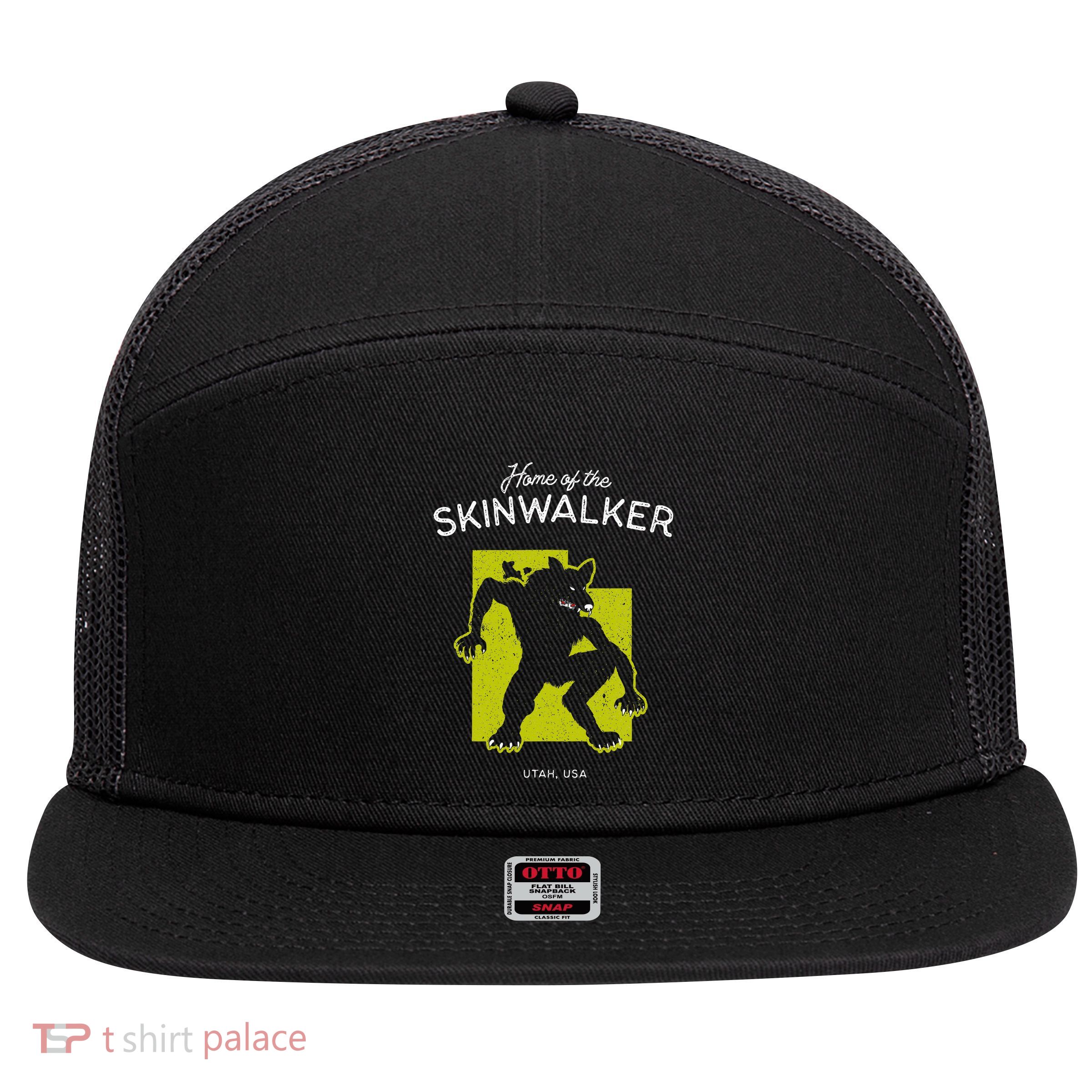 Home Of The Skinwalker Utah Usa Cryptid 7 Panel Mesh Trucker Snapback Hat