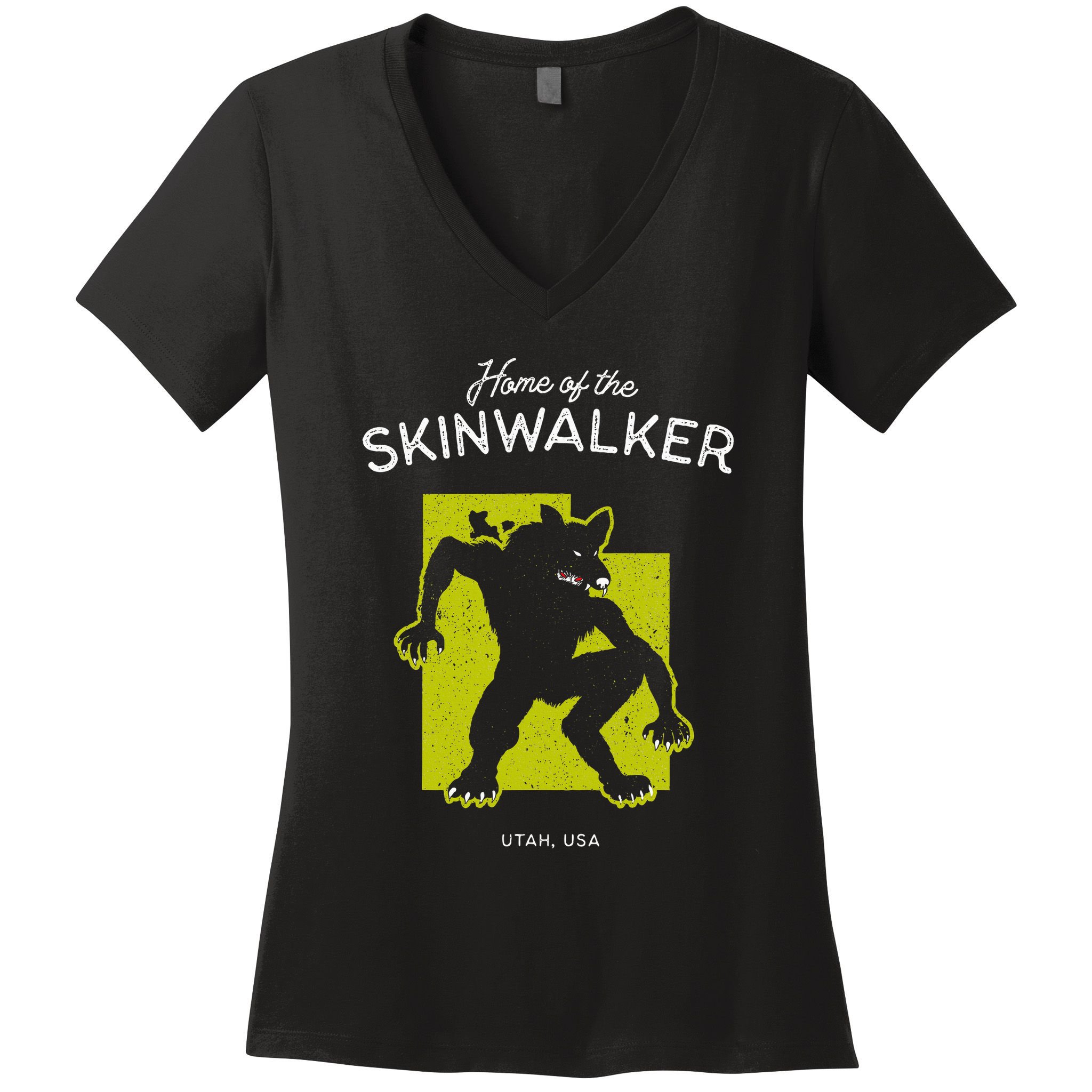 Home Of The Skinwalker Utah Usa Cryptid Women's V-Neck T-Shirt