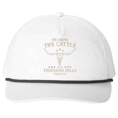 He Owns The Cattle On A Thousand Hills Psalm 50 Vintage Cow Snapback Five-Panel Rope Hat